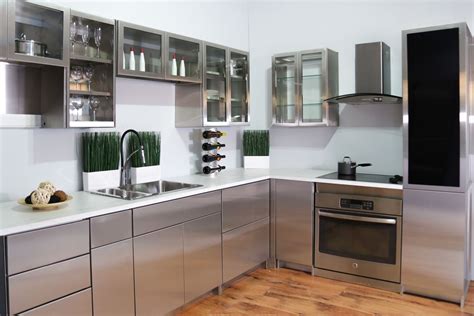 brushed stainless steel upper kitchen cabinets|wayfair stainless steel kitchen cabinets.